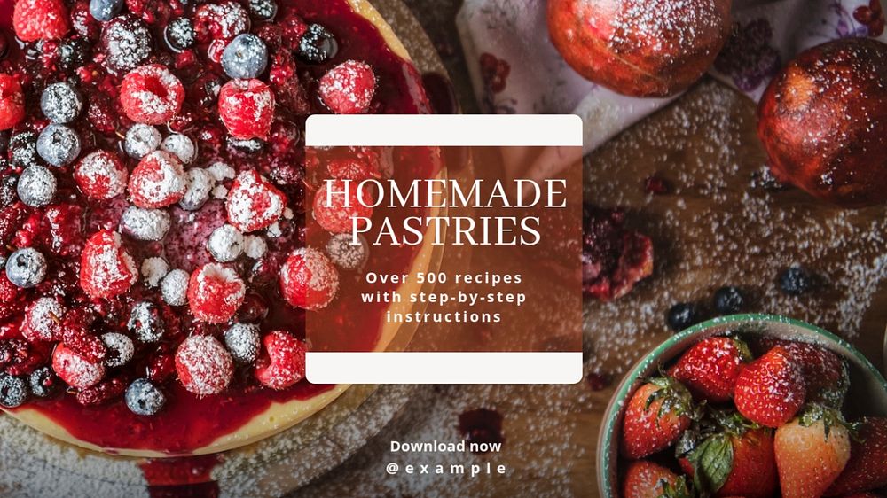 Homemade pastries  blog banner template, editable text