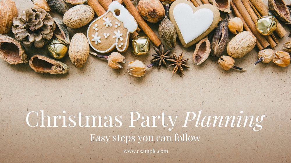 Christmas party planning blog banner template, editable text