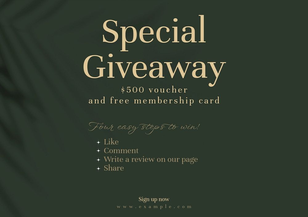 Special giveaway template, editable design