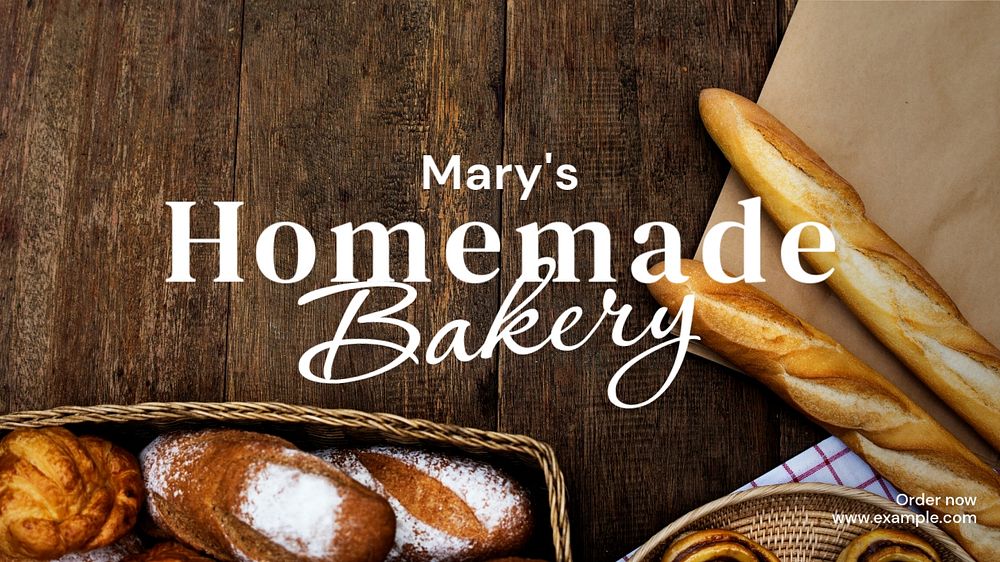 Homemade bakery blog banner template, editable text