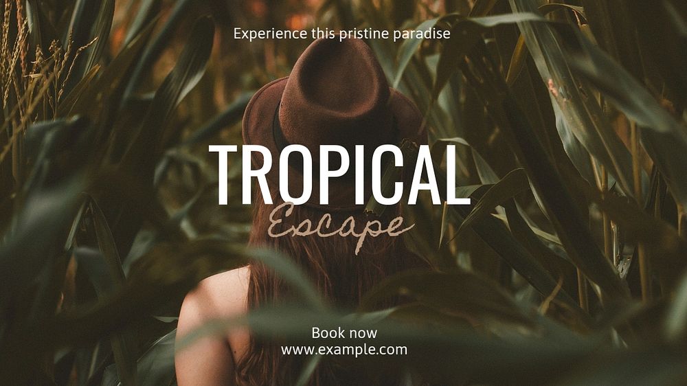 Tropical escape blog banner template, editable text