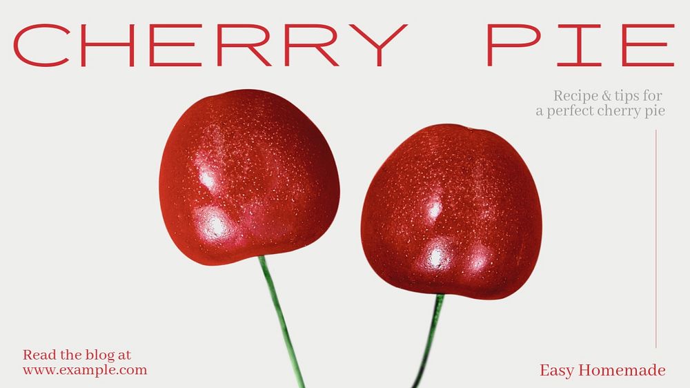 Cherry pie blog banner template, editable text