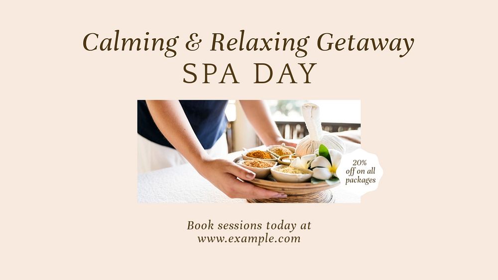 Spa day  blog banner template, editable text