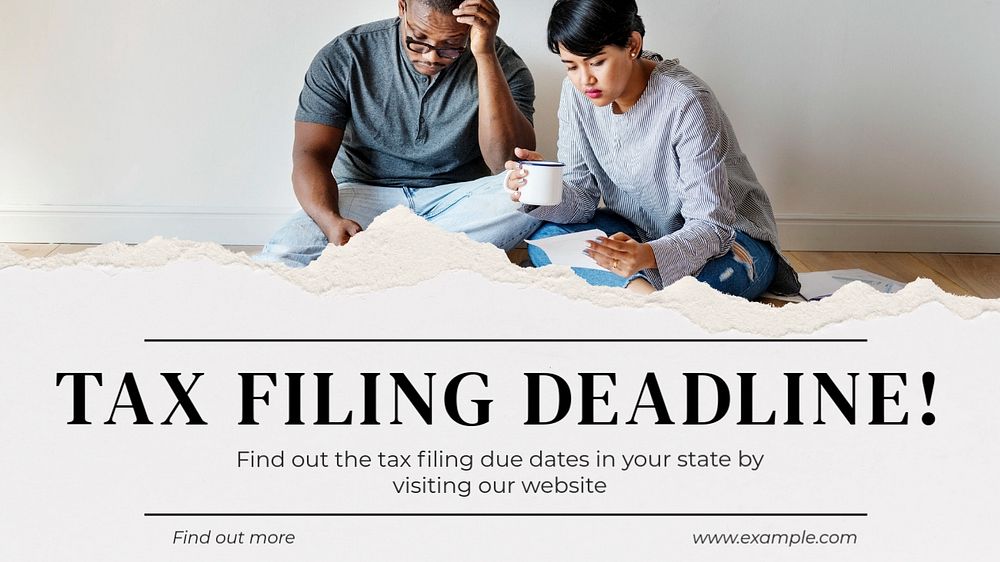 Tax filling deadline  blog banner template, editable text