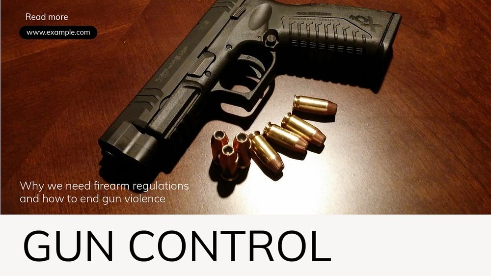 Gun control  blog banner template, editable text