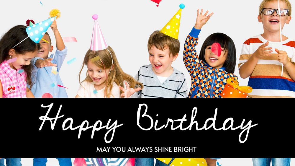 Happy birthday  blog banner template, editable text