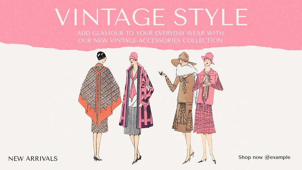 Vintage Style blog banner template, editable text