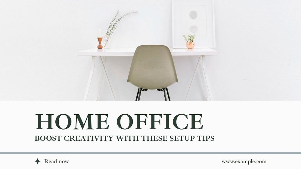 Home office  blog banner template, editable text