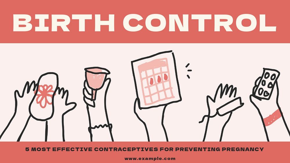 Birth control  blog banner template, editable text