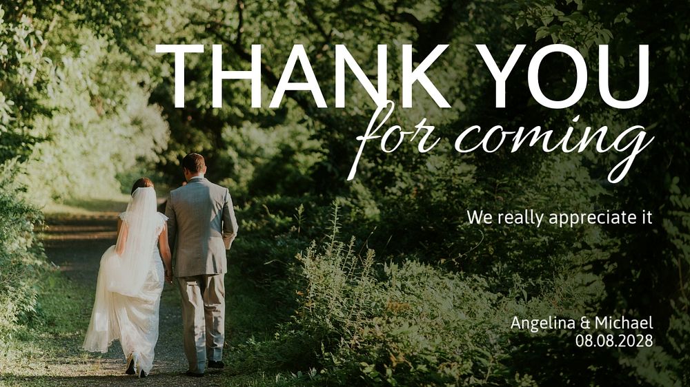 Wedding thank you blog banner template, editable text