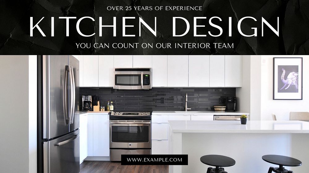 Kitchen design  blog banner template, editable text