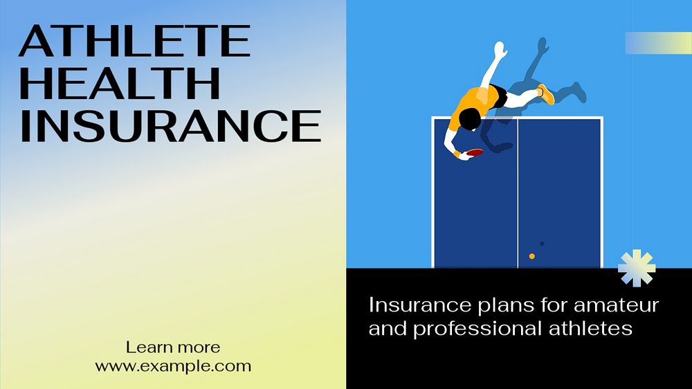 Athlete health insurance  blog banner template, editable text