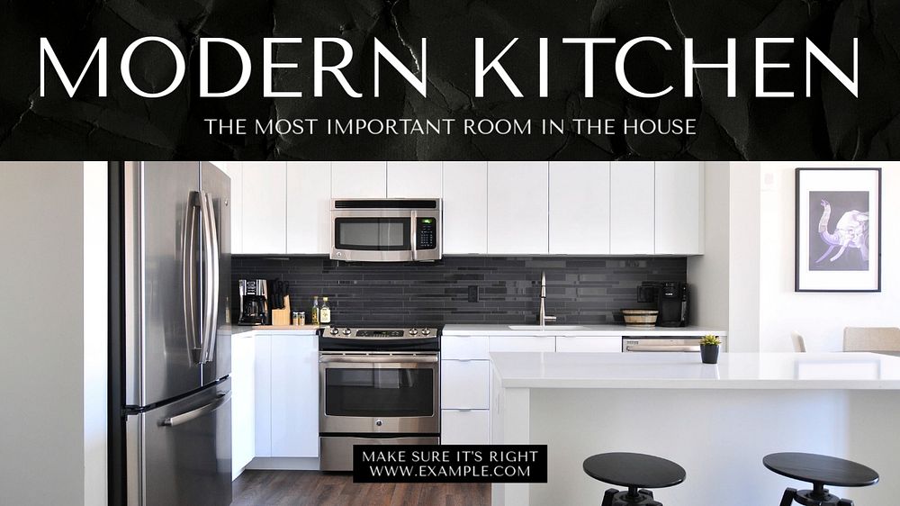 Kitchen design  blog banner template, editable text