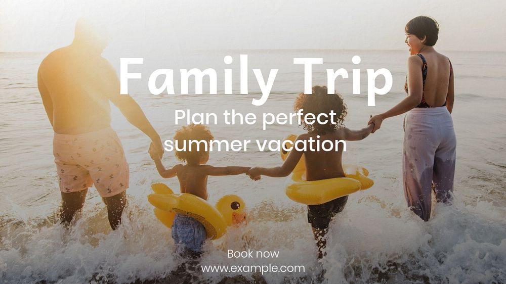 Family trip  blog banner template, editable text