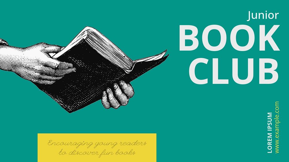 Junior book club  blog banner template, editable text