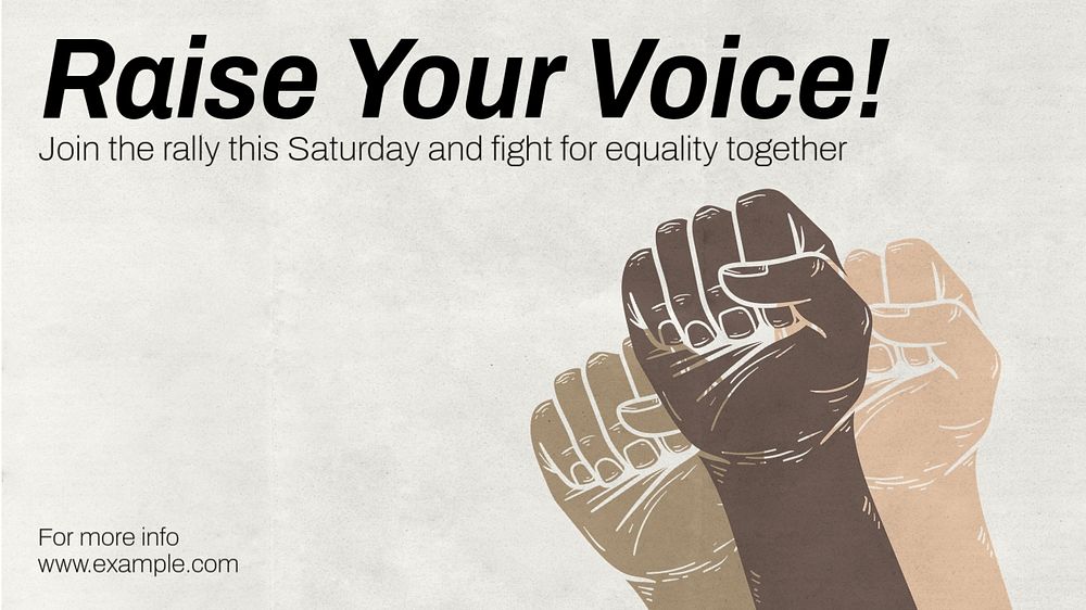 Equality rally blog banner template, editable text