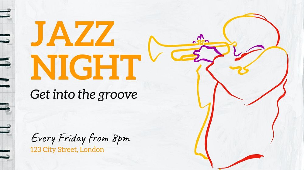 Jazz night blog banner template, editable text