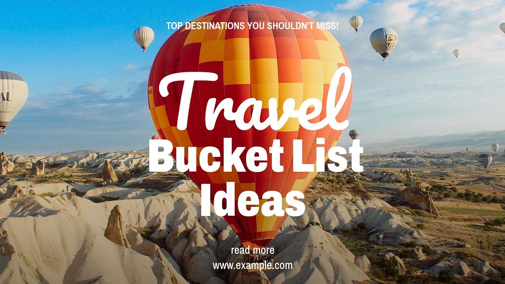 Travel bucket list  blog banner template, editable text