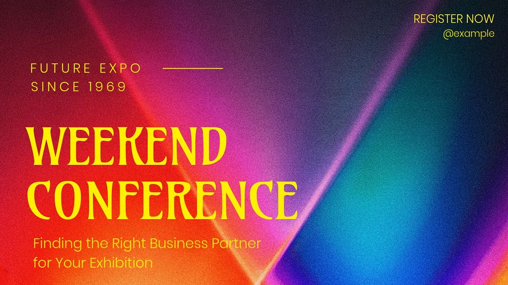 Weekend conference blog banner template, editable text