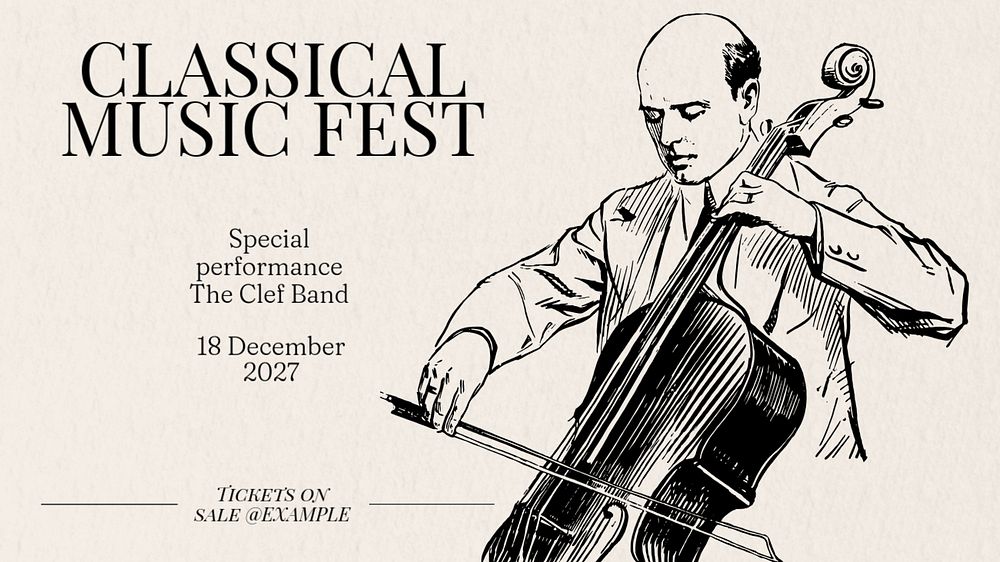 Classical music fest blog banner template, editable text