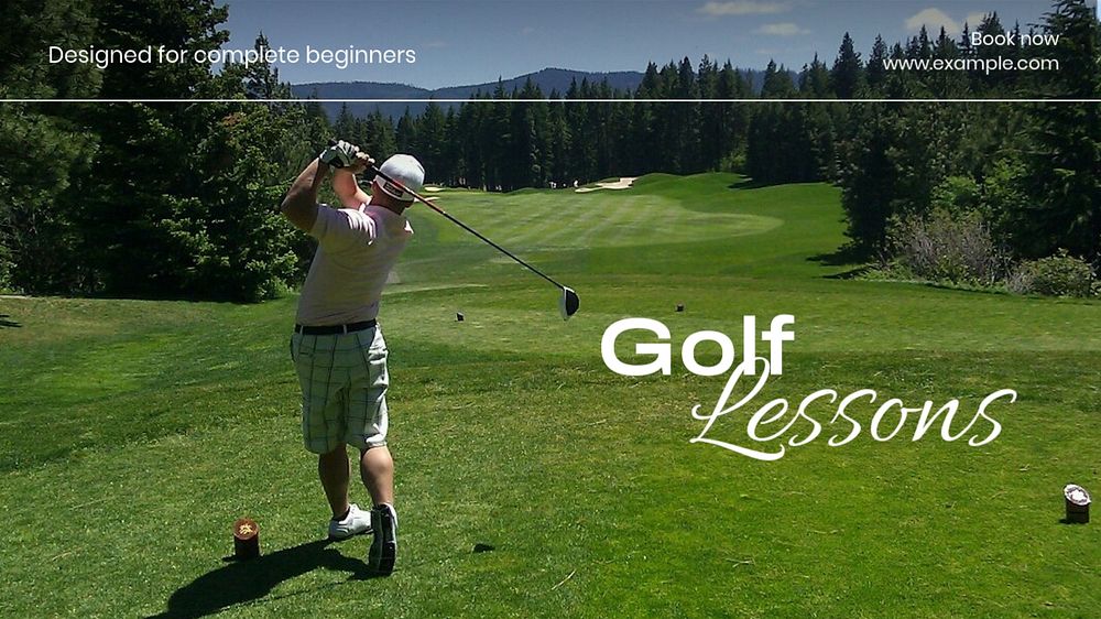 Golf lessons  blog banner template, editable text