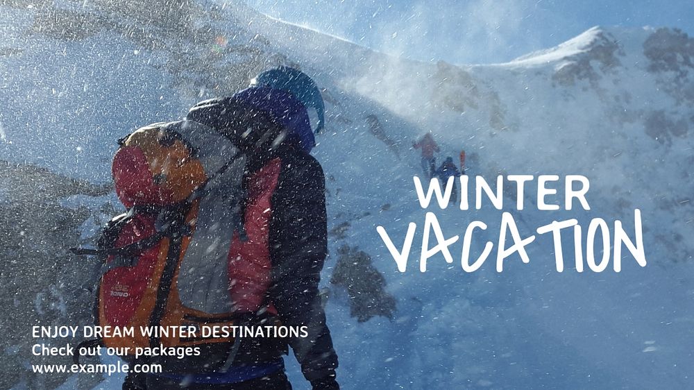 Winter vacation  blog banner template, editable text