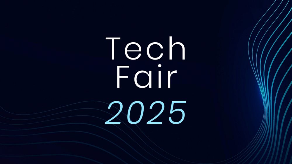 Tech fair blog banner template, editable text