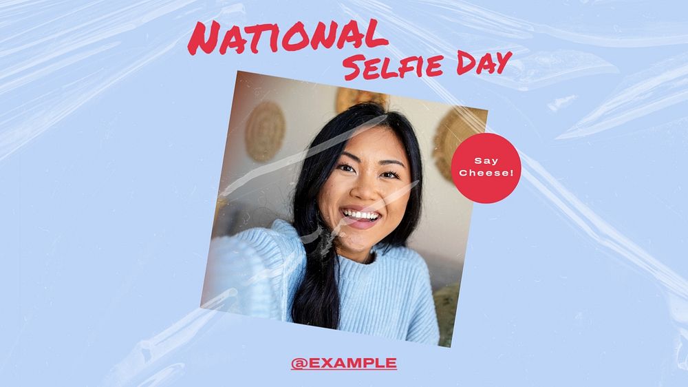 National selfie day  blog banner template, editable text