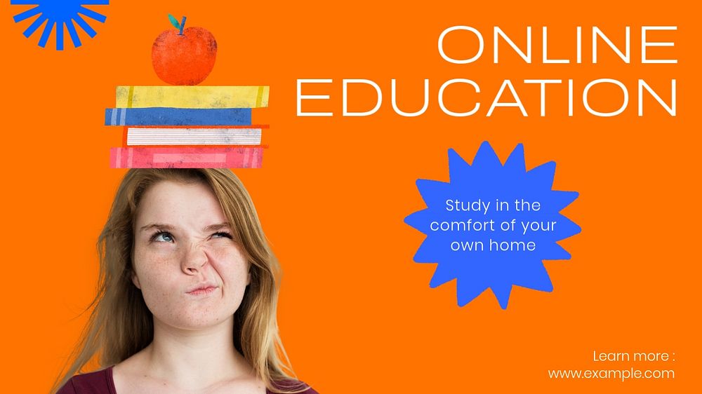 Online education  blog banner template, editable text