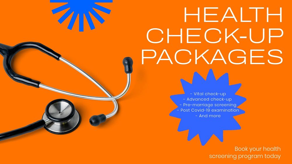 Health check-up packages  blog banner template, editable text