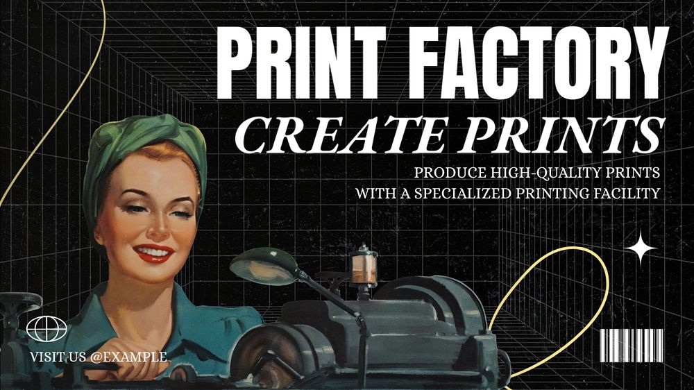 Print factory  blog banner template, editable text