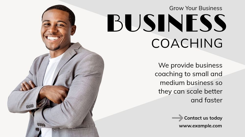 Business coaching  blog banner template, editable text