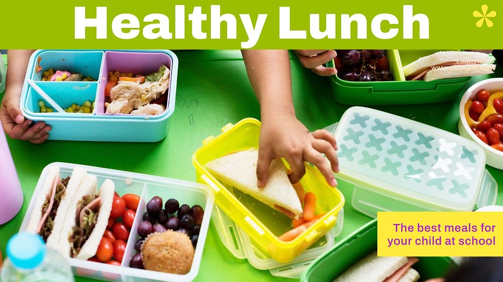 Healthy school lunch  blog banner template, editable text