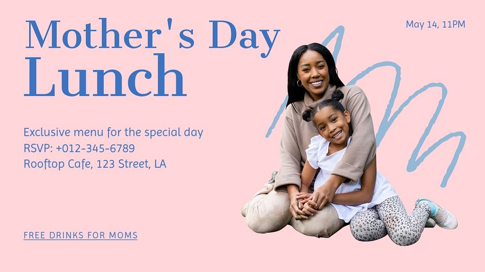 Mother's day lunch blog banner template, editable text