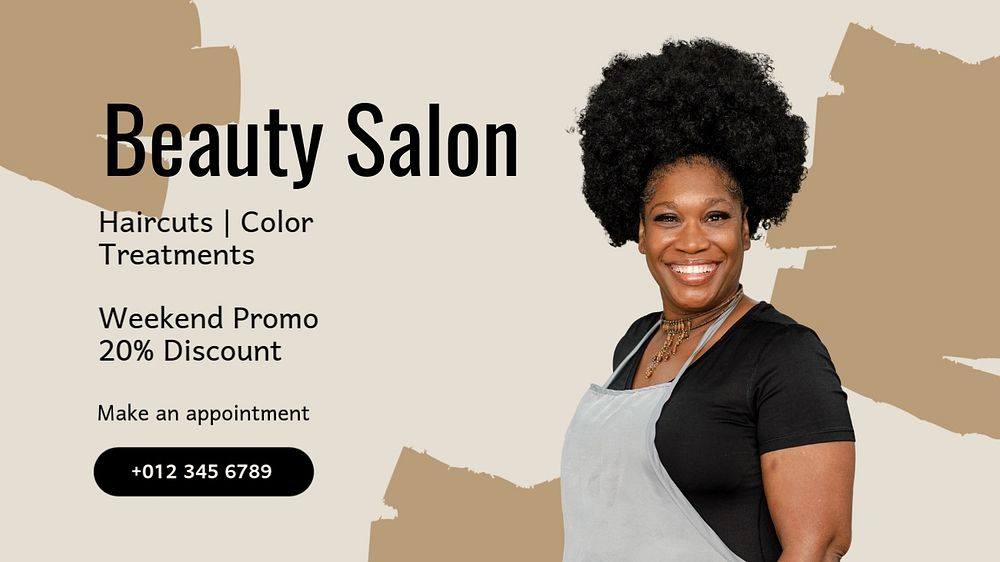 Beauty salon  blog banner template, editable text