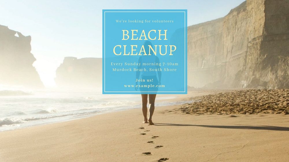 Beach cleanup blog banner template, editable text