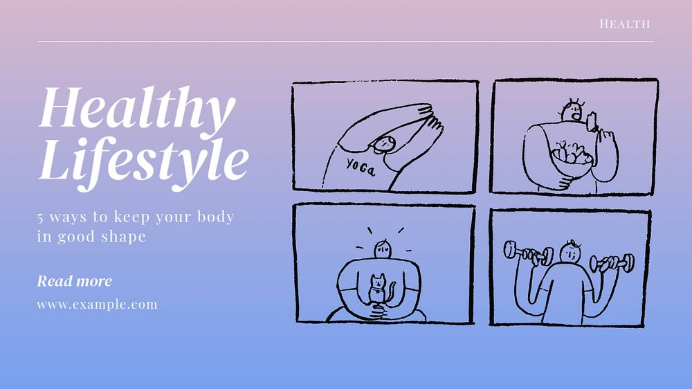 Healthy Lifestyle  blog banner template, editable text