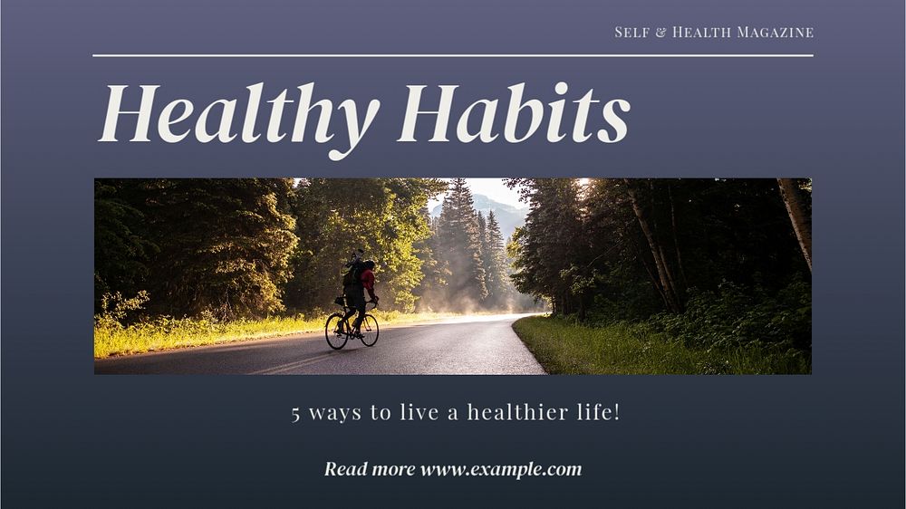 Healthy habits  blog banner template, editable text