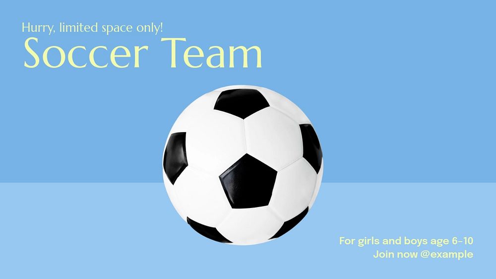 Soccer team  blog banner template, editable text