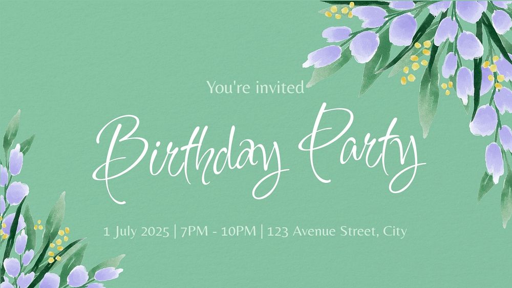 Birthday party blog banner template, editable text