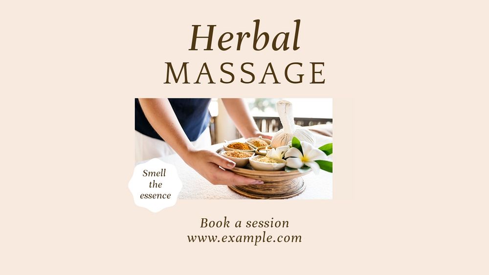 Herbal massage  blog banner template, editable text