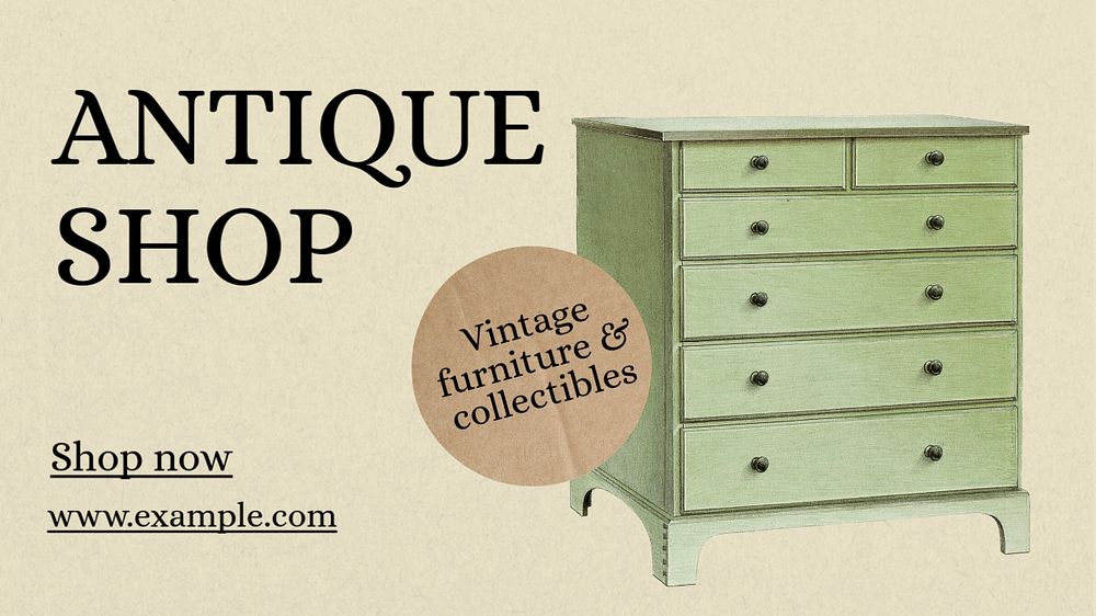 Antique shop  blog banner template, editable text