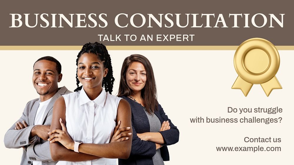 Business consultation  blog banner template, editable text