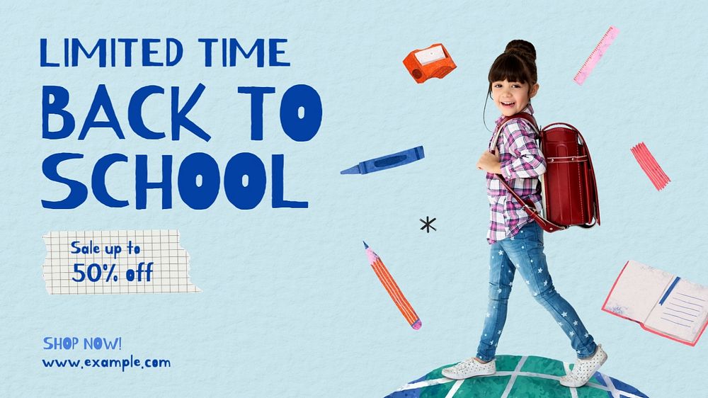 Back to school blog banner template, editable text