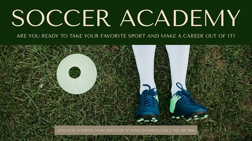 Soccer academy  blog banner template, editable text