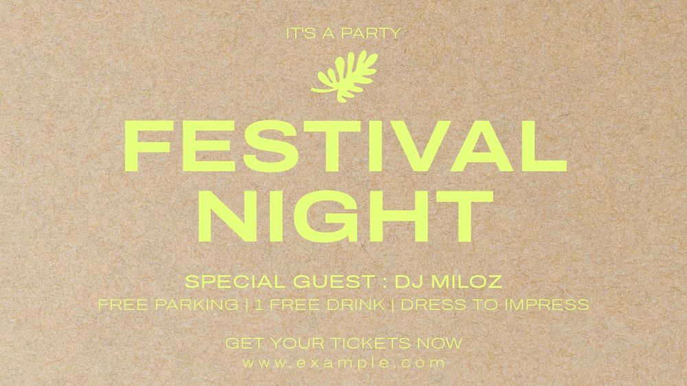 Festival night  blog banner template, editable text