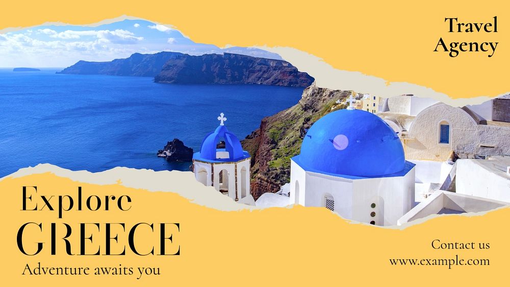 Explore Greece  blog banner template, editable text