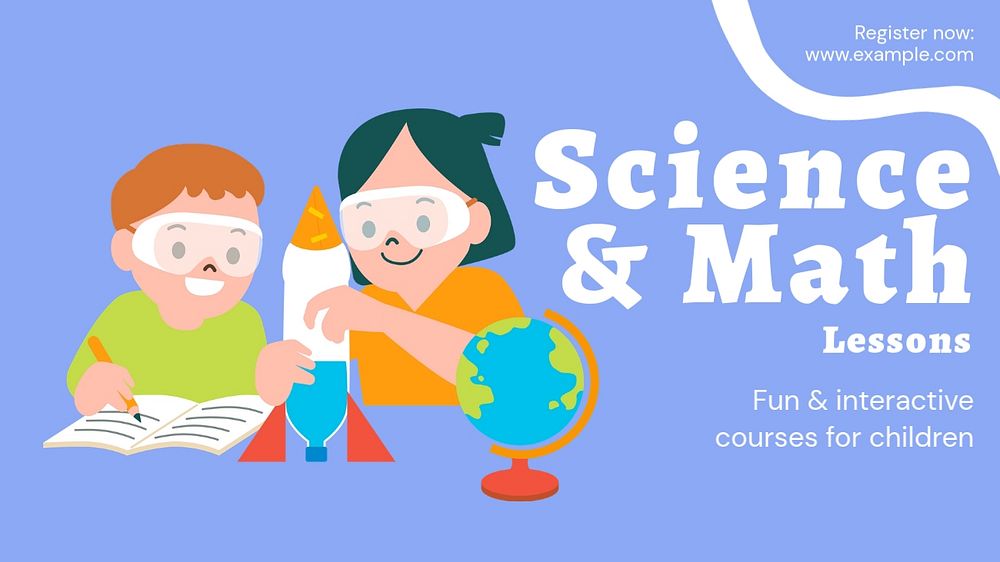 Science & math lessons  blog banner template, editable text