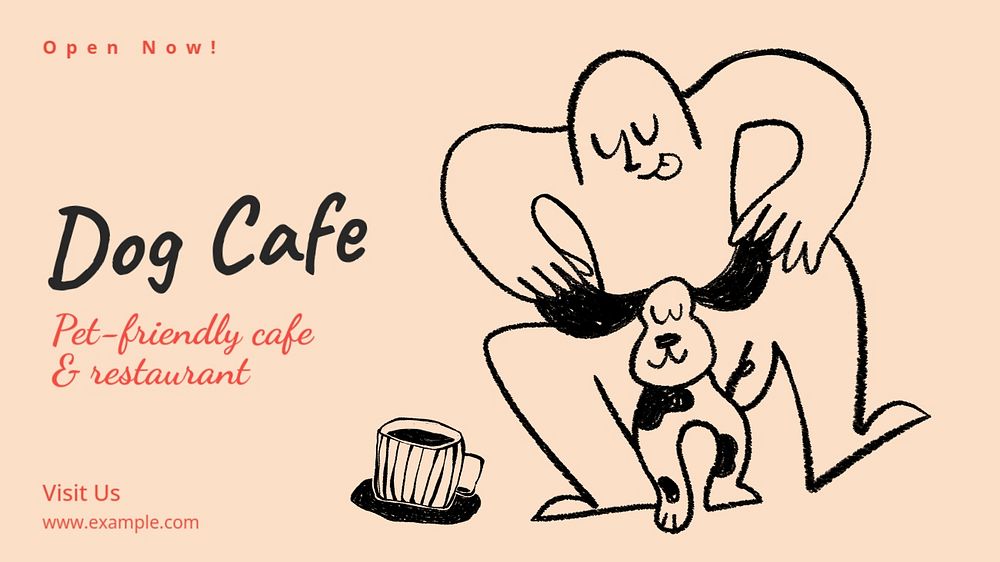 Dog cafe  blog banner template, editable text