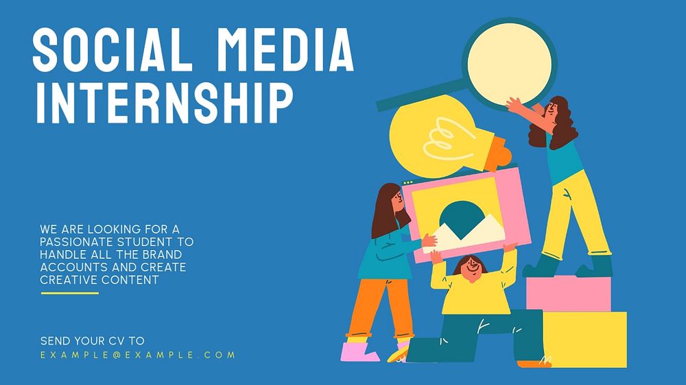 Social media internship  blog banner template, editable text